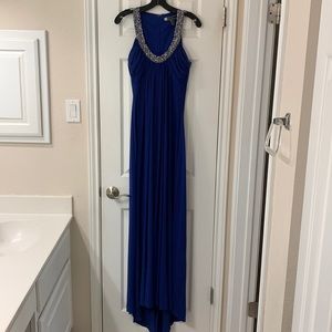 Royal blue beaded formal.